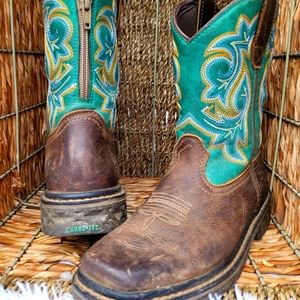 Georgia Boot, little girls/boy size 1, Brown/Turquoise